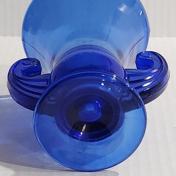 Cobalt Blue Two Handled LE Smith Vintage Art Deco Vase - Picture 5 of 10